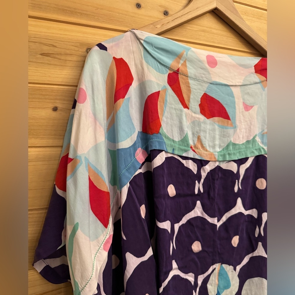 Diane Von Furstenberg Small Silk Blend Colorful Blouson Relaxed Blouse - Picture 7 of 12